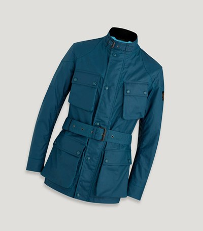 Belstaff Tonal Trialmaster Men's Waxed Jackets Blue | 0351-BGNTZ