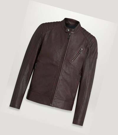 Belstaff V Racer Men's Motorcycle Jacket Burgundy | 3281-NAQTS